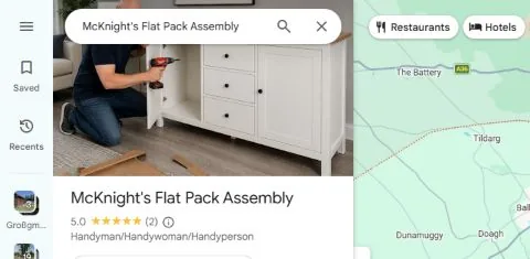 Privacy-safe public Google Maps listing for McKnight's Flat Pack Assembly