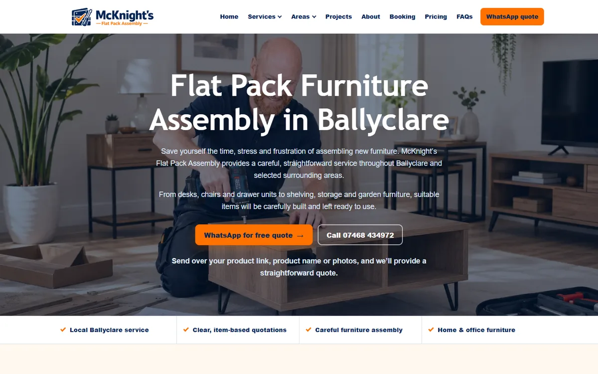Screenshot of the McKnight's Flat Pack Assembly homepage